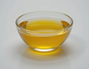 A bowl of olive oil isolated on white background