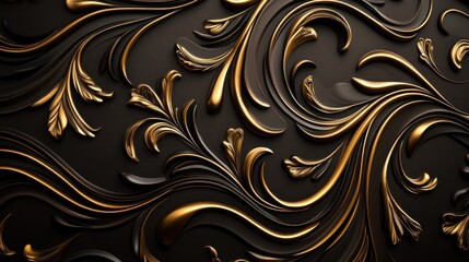 Ornate Gold Relief Pattern on Dark Background