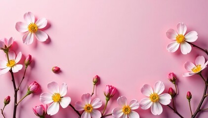 Delicate small blossoms arranged in a repeating, minimalist design , subtle pattern, minimalist floral