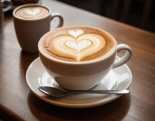 hot latte art coffee in the cup