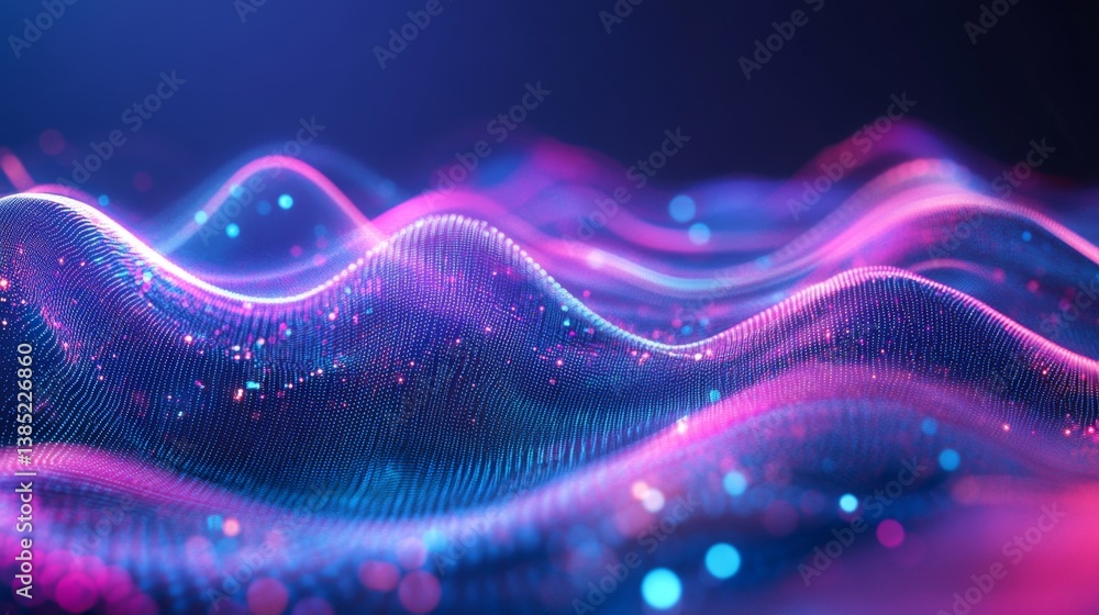 Poster dynamic waves of light showcase abstract texture digital art futuristic environment close-up viewpoi