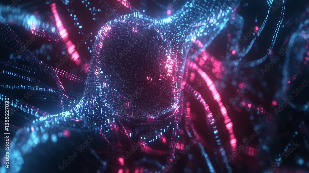 Poster dynamic data visualization virtual environment 3d graphic abstract concept futuristic perspective