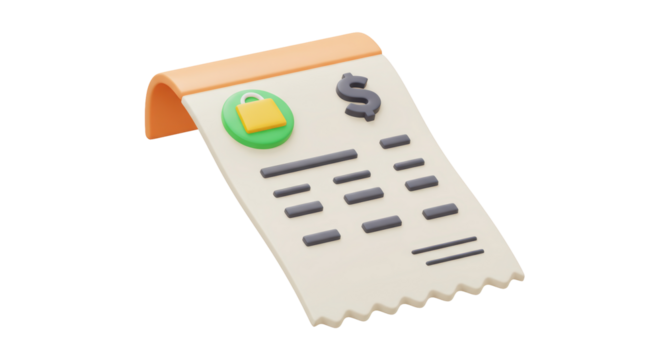 Isolated Cartoon Style Receipt with Dollar Sign