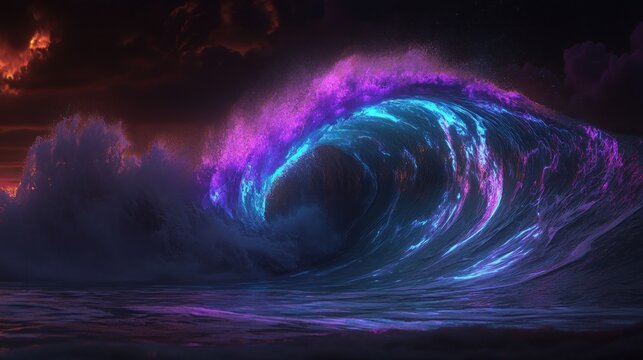 Night Ocean Wave Glow