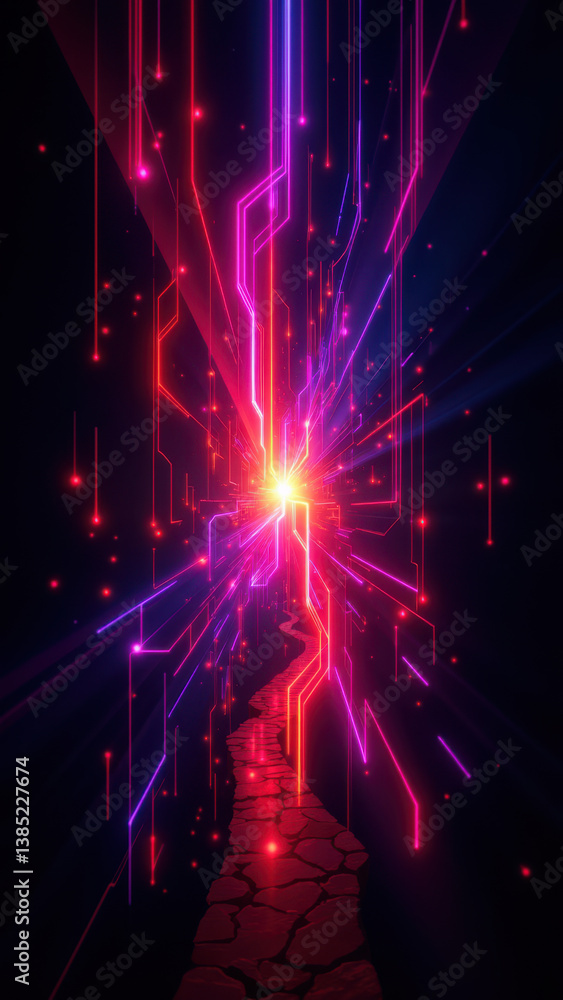 Poster a visually stunning digital illustration showcasing advanced cybersecurity technology with vibrant c