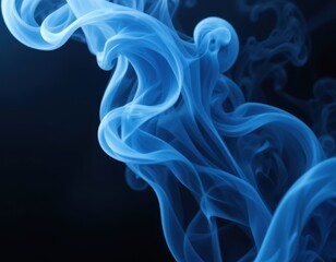 Obraz premium Ethereal blue smoke against black background
