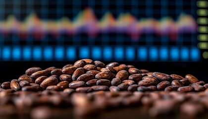 Cocoa Beans on Display, Charts Background