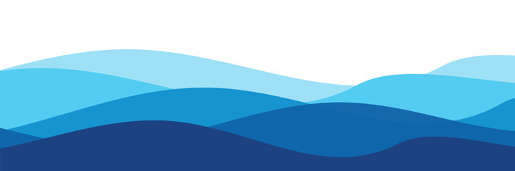 Seamless sea waves layered vector background. Blue ocean waves. Water wave pattern design.