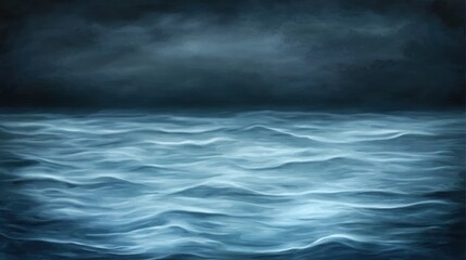 Fototapeta premium Mysterious Night Ocean: Dark Waters Under a Stormy Sky