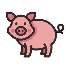 Cute cartoon pig vector illustration for farm animals clipart and graphic design projects and piglet art