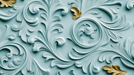 Elegant Light Blue Ornate Wall Design