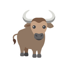 Cartoon water buffalo vector illustration cute animal clip art drawing wild mammal wildlife farm animal design 100