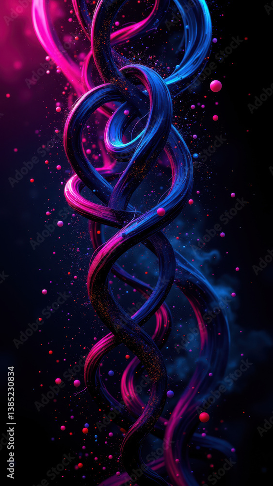 Poster cybersecurity theme with abstract digital design and vibrant colors.