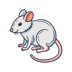 Cute cartoon mouse illustration vector drawing of a rodent pet animal with long tail and small ears design