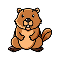 Cute cartoon beaver vector illustration for kids, animal clip art and wildlife design, beaver character vector