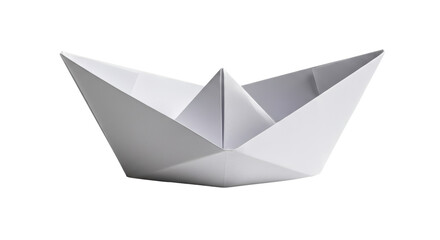 Isolated White Paper Boat Floating on Imaginary Water