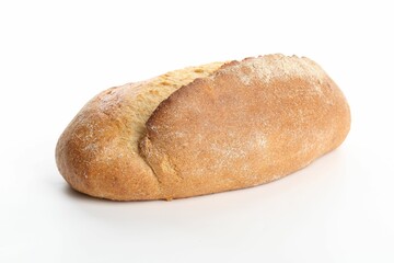 Whole loaf of freshly baked bread isolated on white