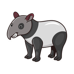 Fototapeta premium Cartoon tapir vector illustration of wildlife animal with cute design for kids and education use