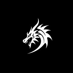 Dragon - Black and White Isolated Icon - Vector illustration