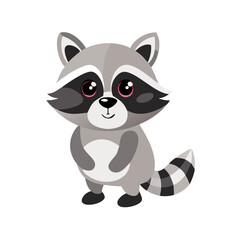 Cute cartoon raccoon vector illustration for kids design projects and animal themed graphic design resources use
