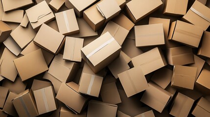 Many cardboard boxes stacked in warehouse storage