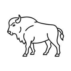 Bison illustration vector drawing of american buffalo outline image for wildlife animal design project