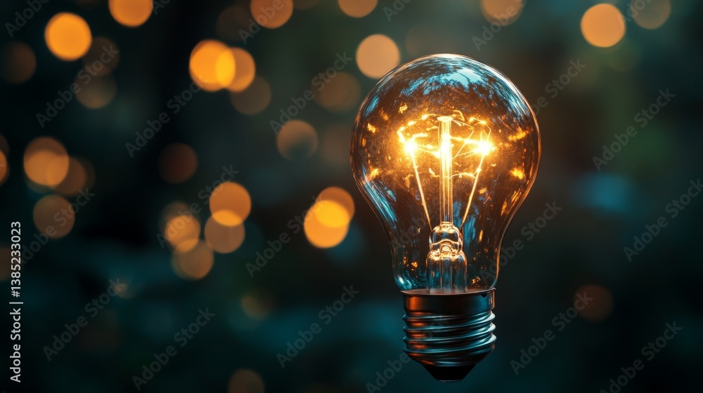 Poster illuminating moments light bulb concept in a bokeh background artistic display nature inspired close