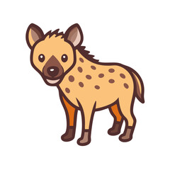 Cartoon hyena illustration vector drawing of african wildlife animal with brown spots and cute design style