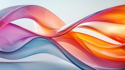 Abstract colorful swirling ribbons, light background, design element