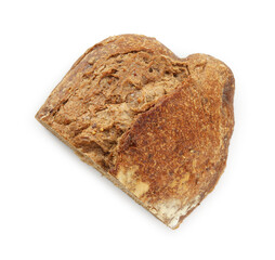 Piece of fresh bread isolated on white, top view