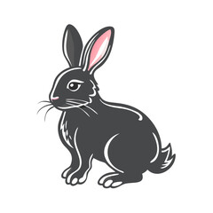 Black rabbit illustration vector image for easter spring pet animal graphic design and decoration element