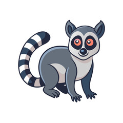 Fototapeta premium Cute cartoon ring tailed lemur illustration vector drawing for kids and animal lovers design element