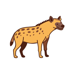 Illustration of a cartoon hyena standing with spots for wildlife animal and safari designs and cute art
