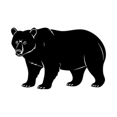 Black bear vector illustration of wildlife animal in silhouette style for graphic design projects