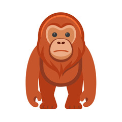 Illustration of a cute orangutan ape primate mammal vector graphic design for nature animal lovers and educators