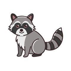 Cute raccoon cartoon vector illustration drawing for kids children animal wildlife nature design graphic art