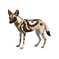 Illustration of african wild dog lycaon pictus endangered species wildlife animal vector art design