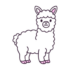 Cute cartoon llama vector illustration for kids design and llama themed graphic projects and alpaca clipart