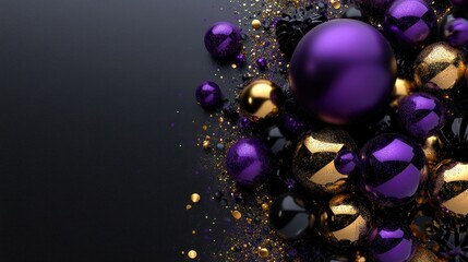Purple and Gold Balls on Dark Background