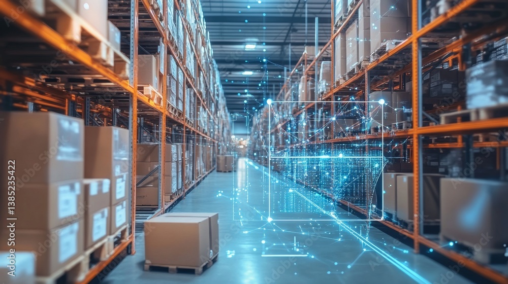 Poster warehouse automation process enhancements industrial location digital content high-tech environment 
