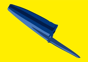 Caneta esferográfica com tampa azul e corpo transparente