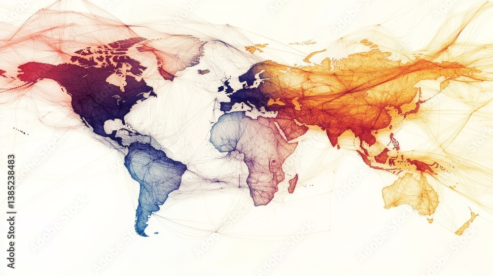 Poster global map design digital art modern style abstract environment colorful viewpoint world connectivit