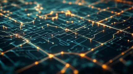 Obraz premium Dynamic data visualization of urban networks digital realm infographic design technological environment macro perspective