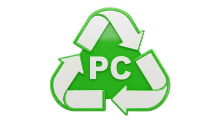 Isolated Recycle Symbol with PC Text - Computer Recycling