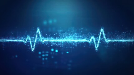 Abstract digital heartbeat graphic, futuristic medical technology, dark background, possible use in health or technology presentations