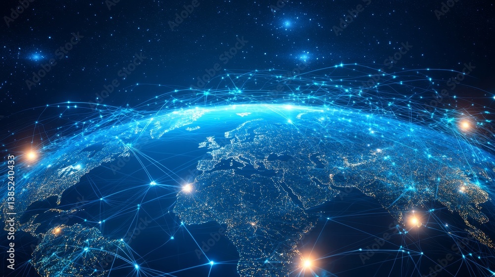 Aufkleber exploring global connectivity through digital networks earth view infographic space perspective tech