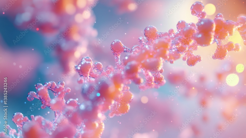 Poster molecular structures in motion digital realm 3d visualization colorful environment abstract concept