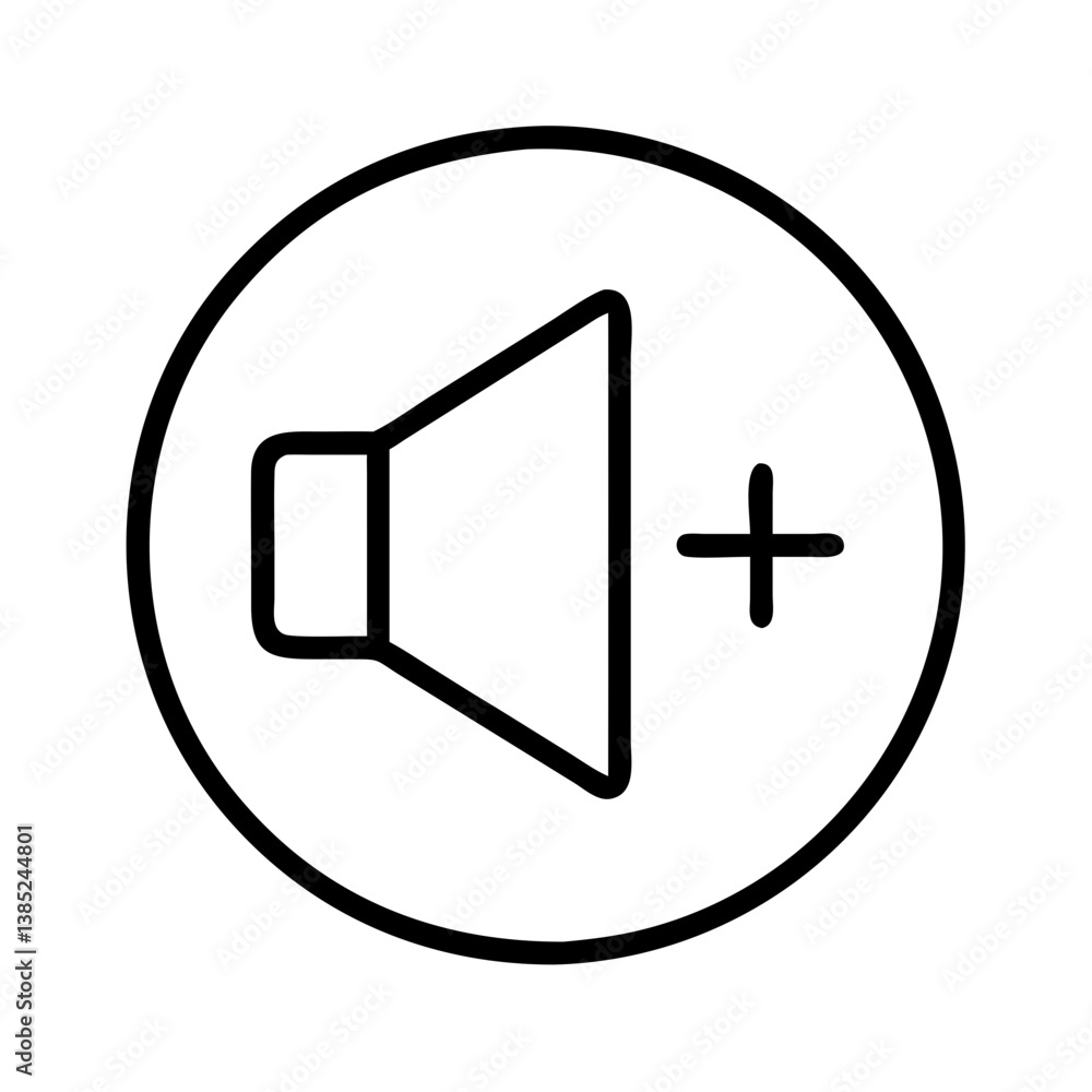 Poster increase volume icon sound control plus sign audio multimedia application symbol graphic vector desi