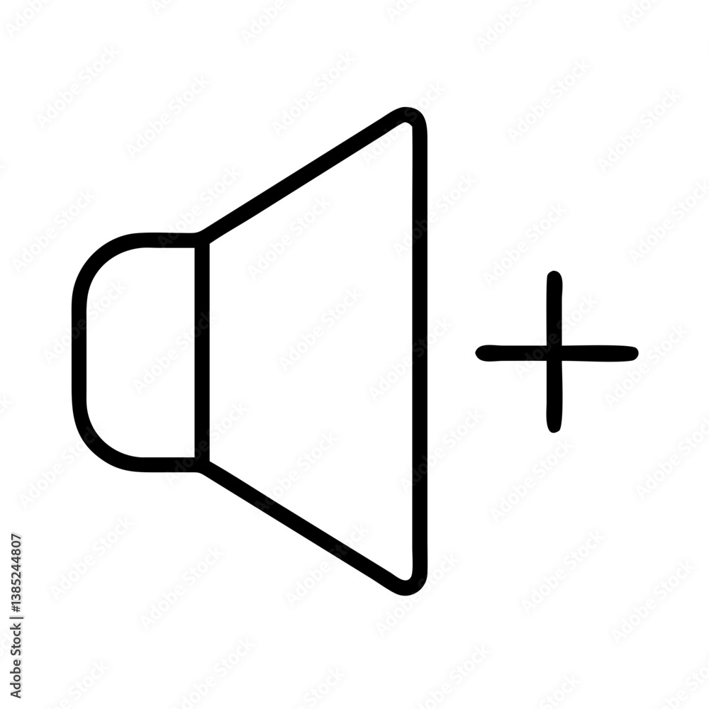 Aufkleber increase volume sound icon vector graphic for audio level control and multimedia applications use no