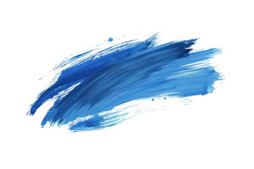 Blue Paint Brush Strokes with Splatter Isolated on Transparent Background